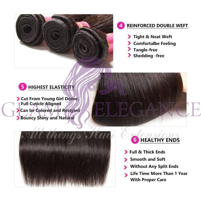 Glam Elegance Brazilian Hair 1 Bundle Natural colour Straight Human Hair Weave