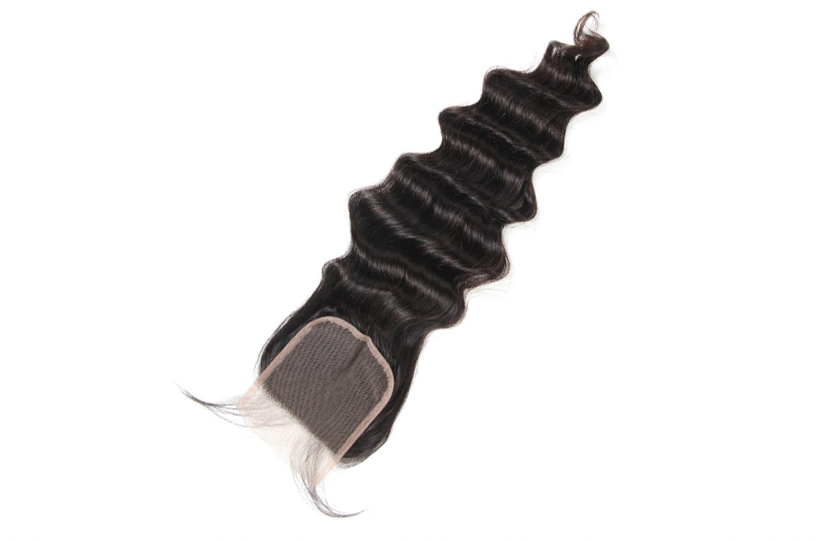 Loose Deep Wave 4*4 Lace Closures Brazilian Virgin Remy Hair