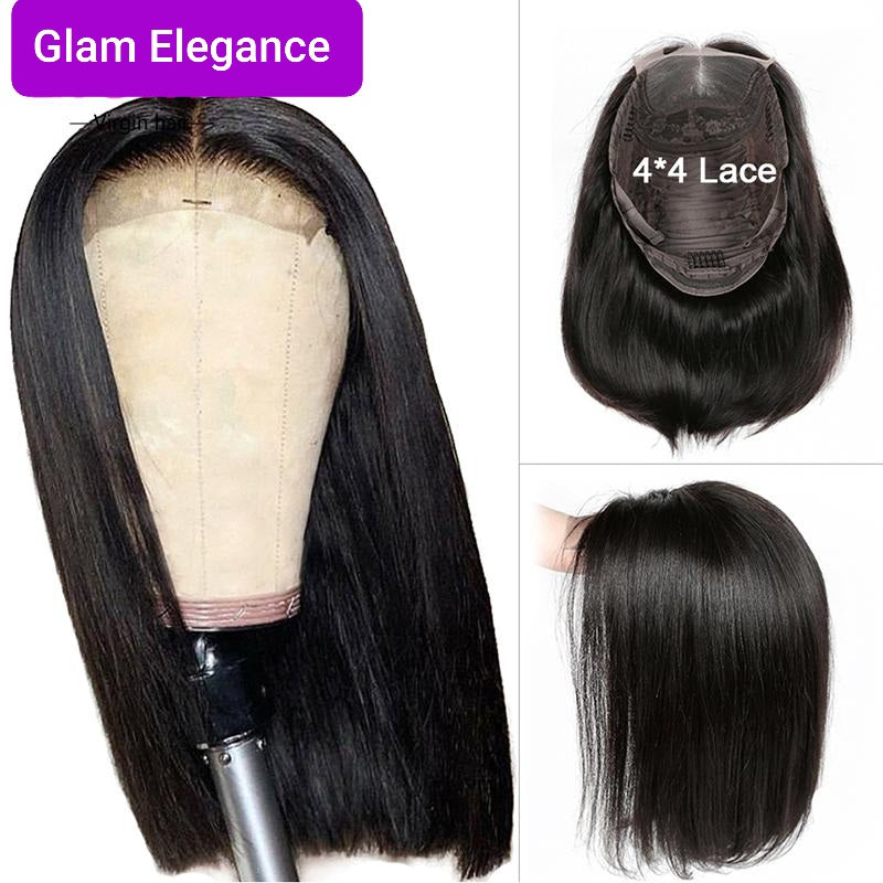 GlamE Premium AAA Straight Bob Lace Closure Wig