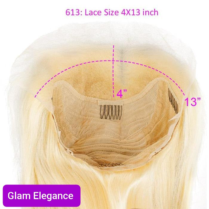 Glam Elegance Premium AAA Colour 613 Blunt Cut Lace Front Bob Wig