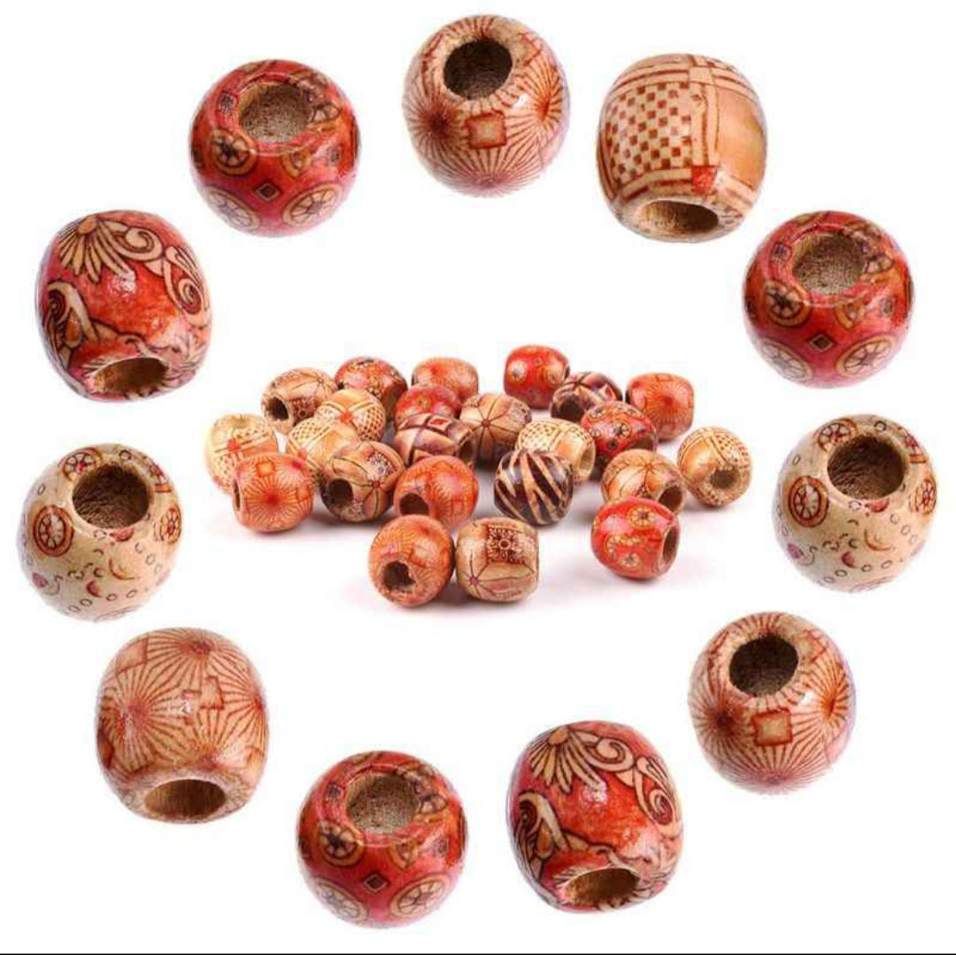 Wooden beads for braids
