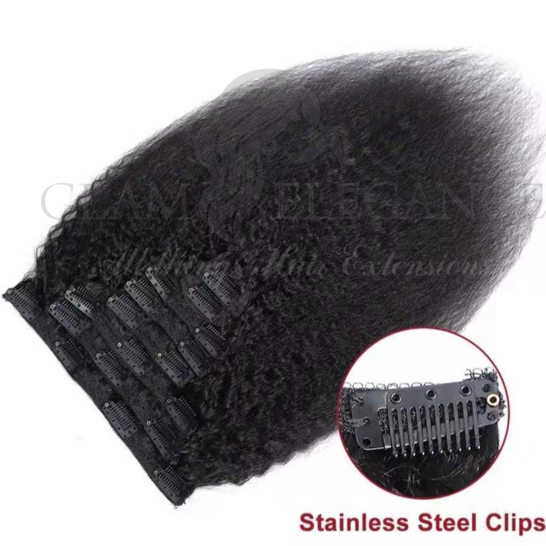 Clip in 100% Remy Kinky Straight 18"