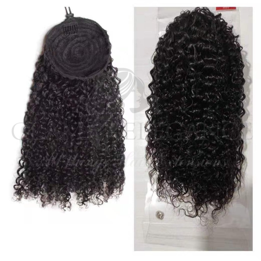 Kinky Curly Human Hair Drawstring Ponytail