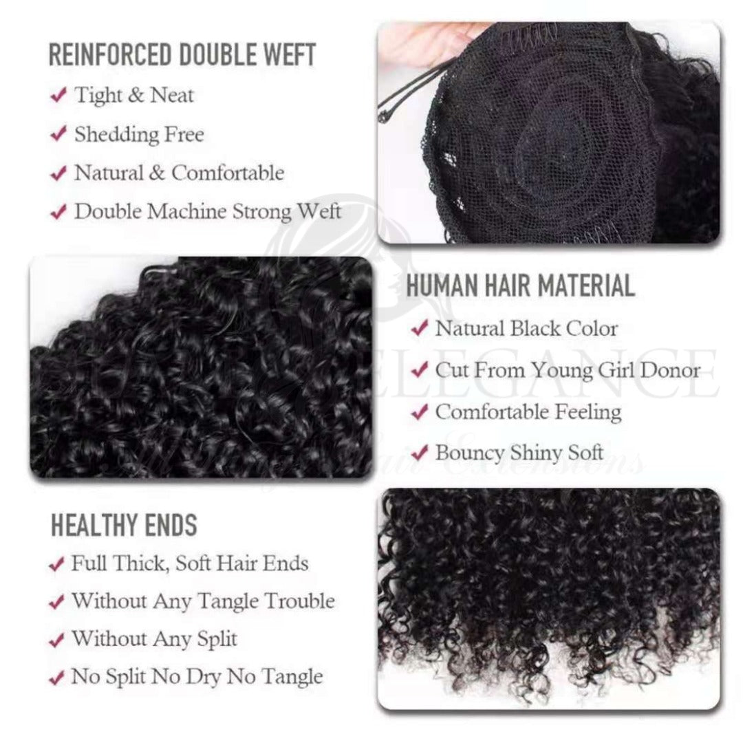 Kinky Curly Human Hair Drawstring Ponytail