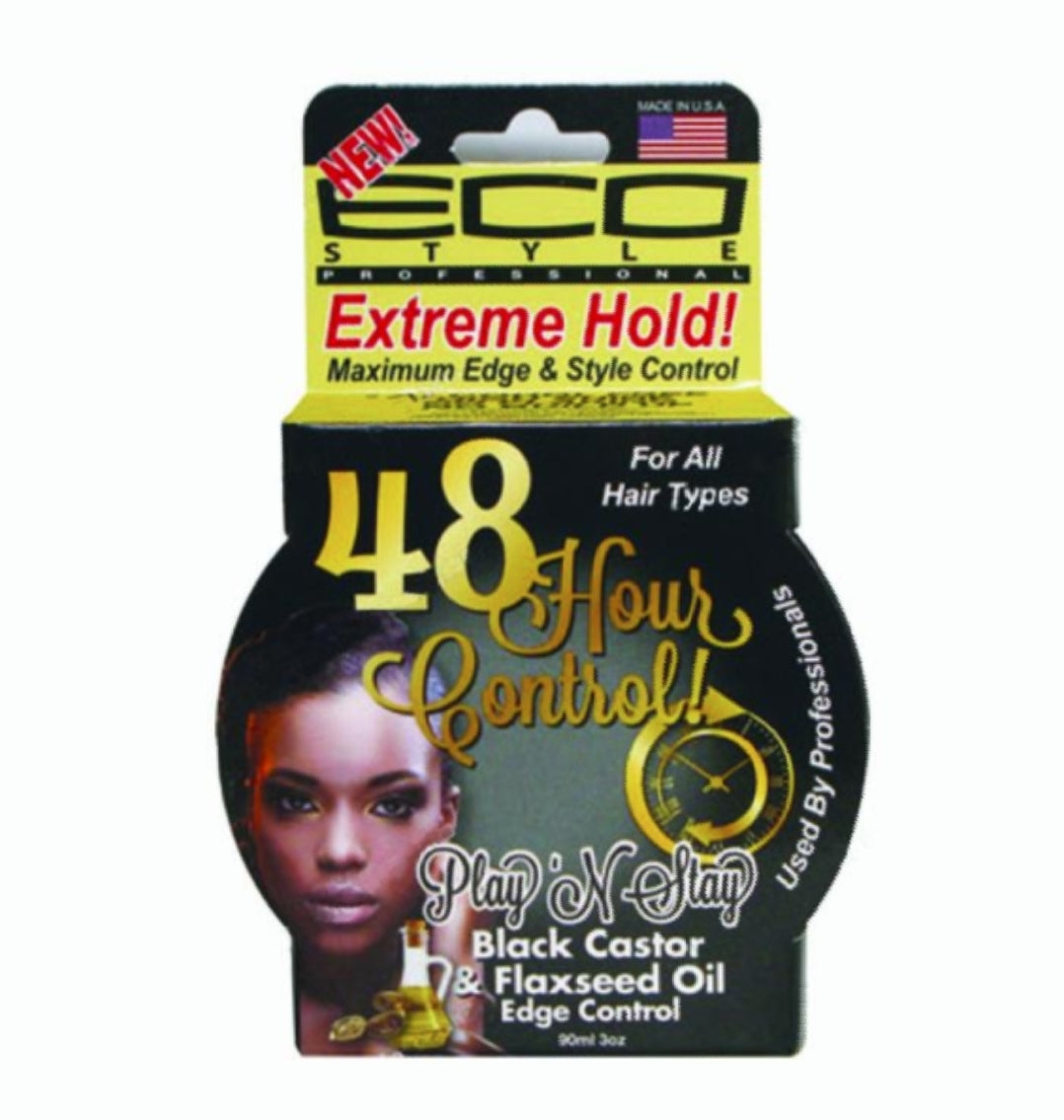 Eco Style Play 'N Stay 48 Hour Edge and Style Control Black Castor & Flaxseed Oil