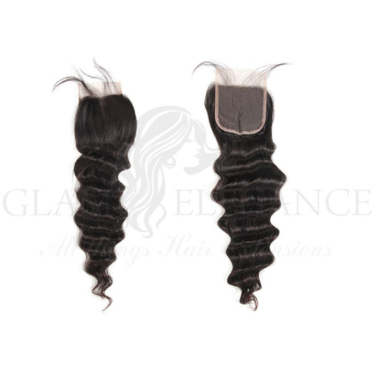 Loose Deep Wave 4*4 Lace Closures Brazilian Virgin Remy Hair