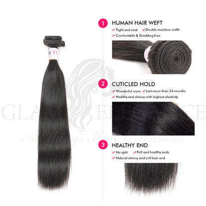 Brazilian Hair 2 Bundles Natural colour Straight Human Hair Weave