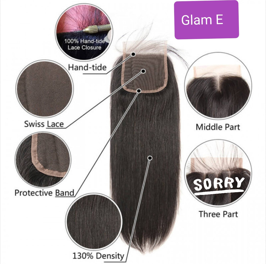 Brazilian Hair Closures Straight Hair Human Hair 4*4 Lace Closure