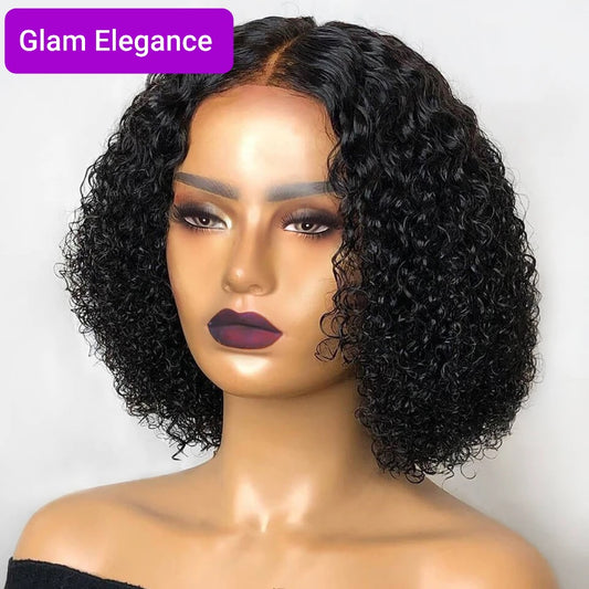 Glam Elegance Premium AAA Jerry Curl Lace Closure Bob Wig