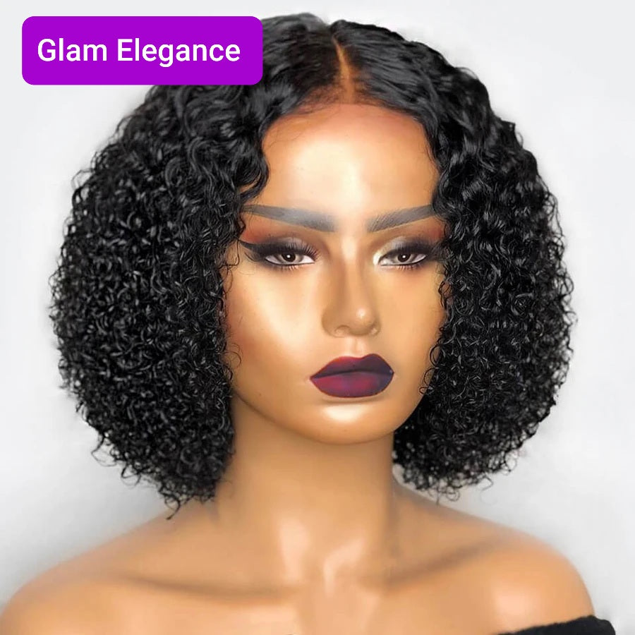 Glam Elegance Premium AAA Jerry Curl Lace Closure Bob Wig