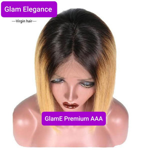 Glam Elegance Premium AAA Silky Blunt Cut Colour 1b/27 Blonde Lace Front Wig