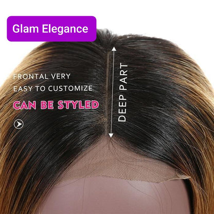 Glam Elegance Premium AAA Silky Blunt Cut Colour 1b/27 Blonde Lace Front Wig