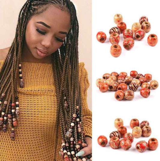 Wooden beads for braids