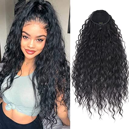 Water Wave Curly Drawstring Ponytail 28"