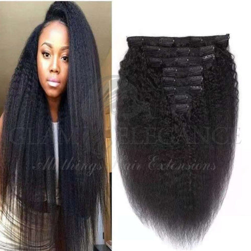 Clip in 100% Remy Kinky Straight 18