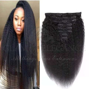Clip in 100% Remy Kinky Straight 18"