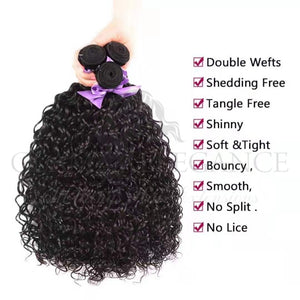 Glam Elegance Deep Wave 3Bundles With 4x4 Lace Closure Remy Human Hair Extension