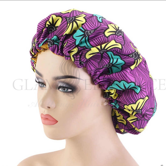 African Print Satin Lined Bonnet