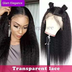 Glam Elegance Premium A grade Kinky Straight Lace Front Wig 14"